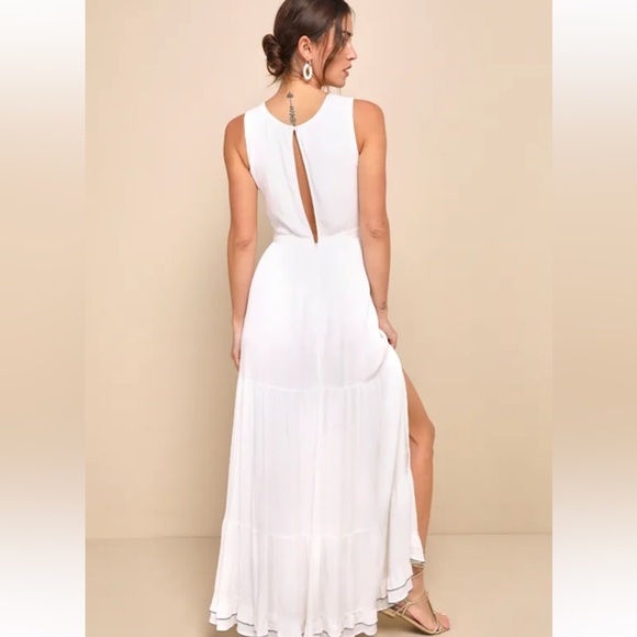 Lulus Tickets To Paradise White Embroidered Maxi Dress Bohemian Beach Size XS - Picture 7 of 8